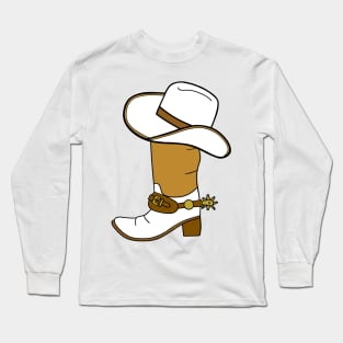 COWBOY Style Cowboy Boots Cowboy Hat Long Sleeve T-Shirt